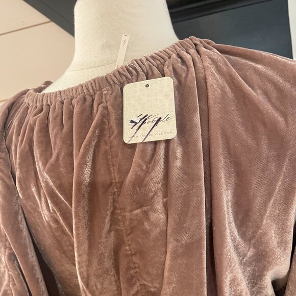Free People Portia Lantern Sleeve Velvet Mini Dress in Winter Bloom NWT Small - Picture 10 of 13